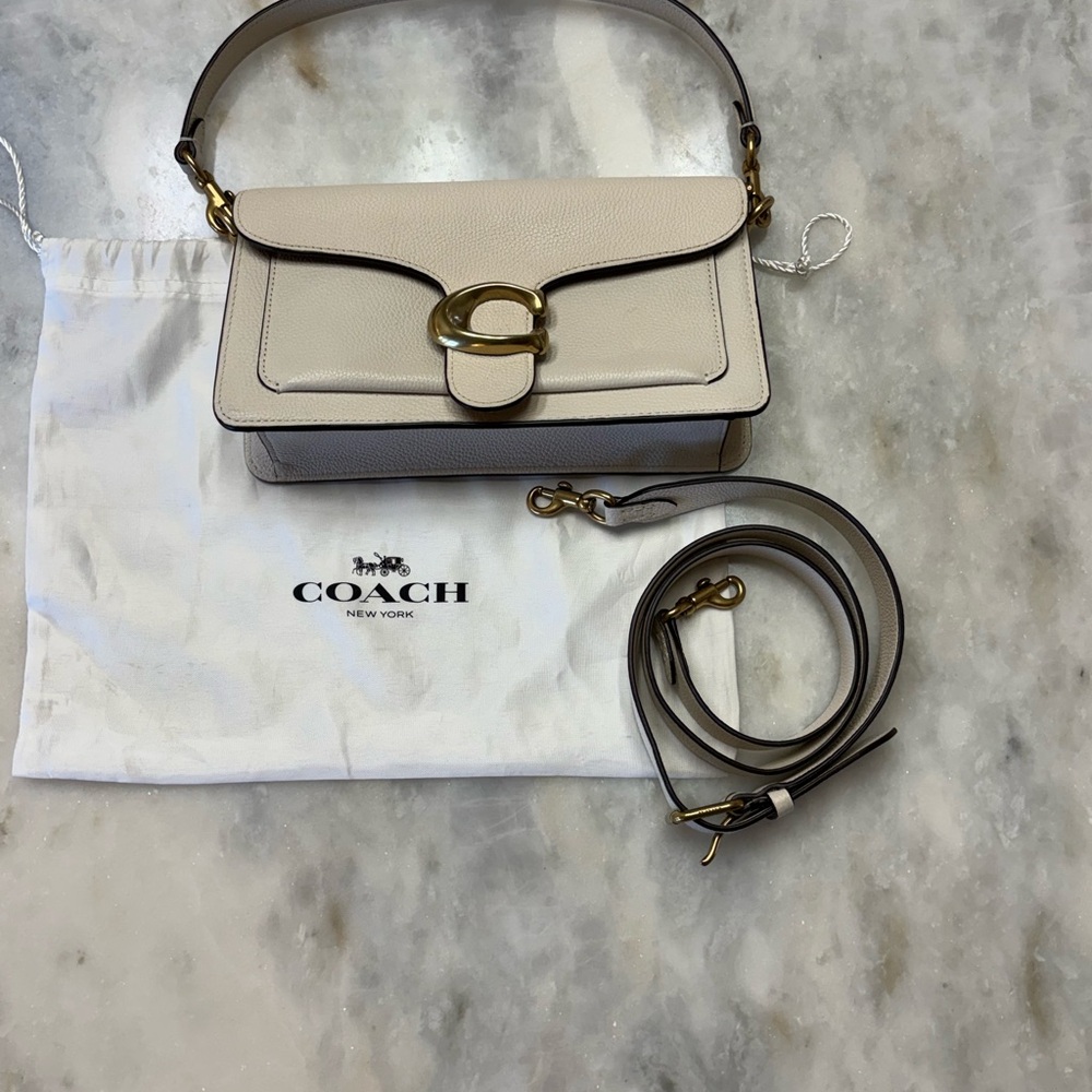 Coach Tabby 26 Shoulder Bag in Polished Pebble Leather - Chalk - Picture 15 of 16